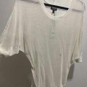 Express Women's Cream Mesh Short Sleeve Top